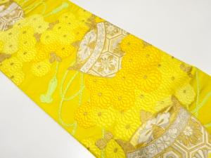 アンティーク　糸巻きに菊模様織り出し袋帯（材料）